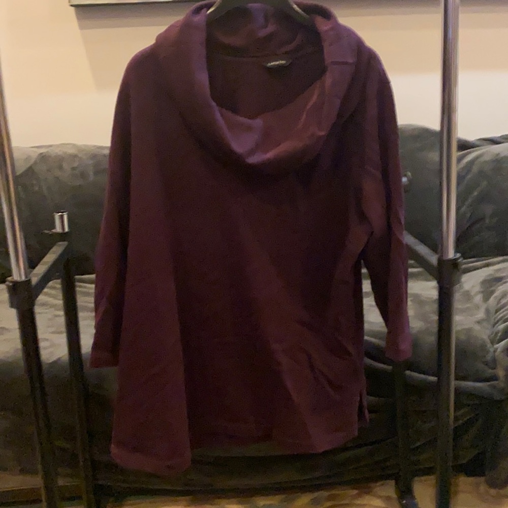 Lands’ End Turtleneck Maroon Poncho 16W-18W